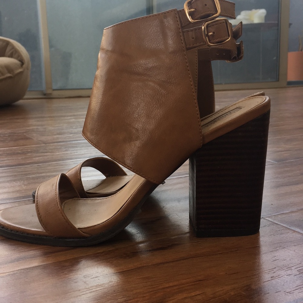 Forever 21 Tan Leather Block Heels